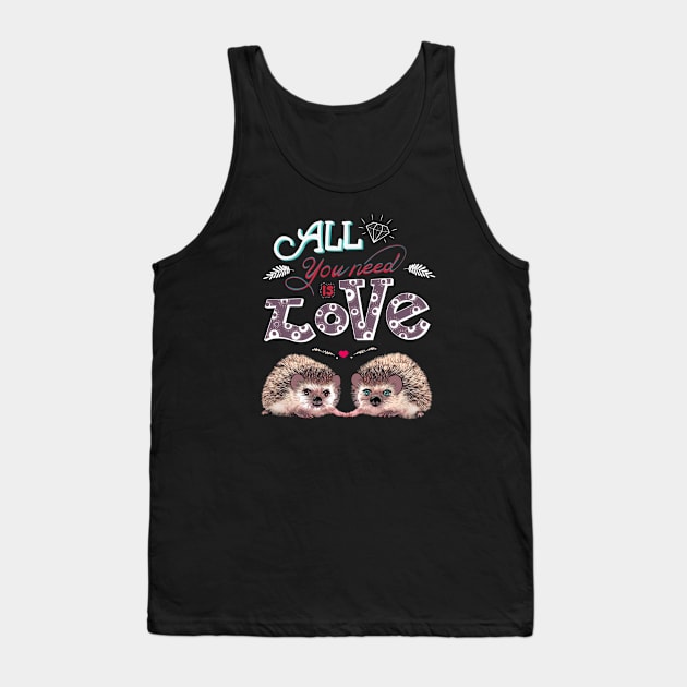 Hedgehog in love, lovers couple cute Tank Top by Collagedream